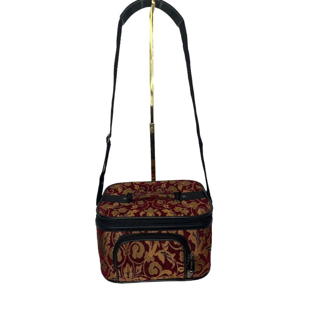 Raviani Red And Gold Tapestry Cosmetic Bag‎